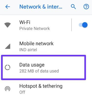 Reducir el uso de datos en Android Pie 9