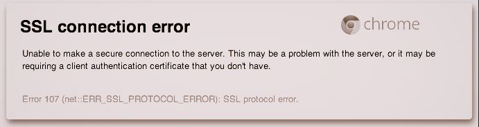 Página de error de SSL de Chrome