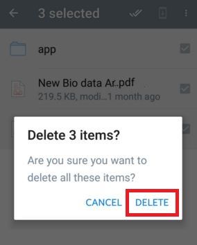 Cómo eliminar varios archivos de Dropbox en Android