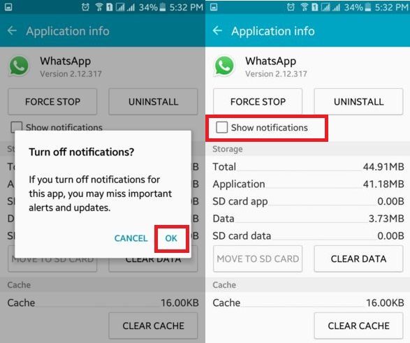 Cómo desactivar las notificaciones de WhatsApp en Android