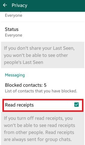Cómo deshabilitar o deshabilitar la lectura de recibos en WhatsApp Android