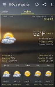 Aplicación Weather and Clock Widet para Android