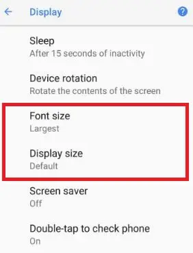 Cambie el tamaño de la pantalla en Android Oreo usando la sección de pantalla