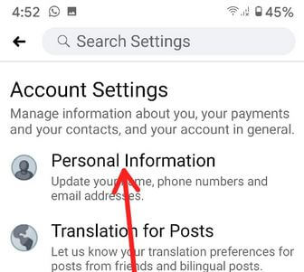 Cambiar la dirección de correo electrónico de Facebook de los dispositivos Android