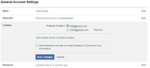 cambiar la dirección de correo electrónico de facebook facebook