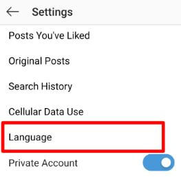 Cambia tu idioma en Instagram Android