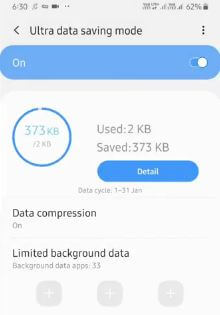 Habilite el modo de copia de seguridad de datos Ultra en Galaxy A50