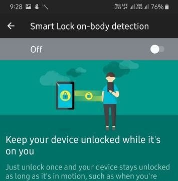 Use Smart Lock en la detección de cuerpos del Galaxy A50