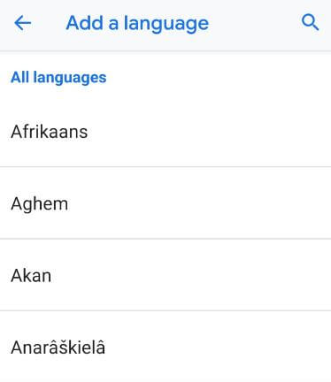 Agregar un idioma en Android 9 Pie