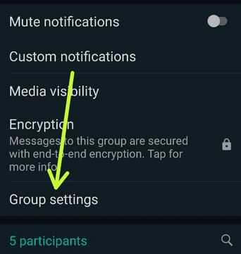 Configuración de grupo de WhatsApp para cambiar el administrador en WhatsApp Android
