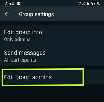 Cambiar el administrador del grupo en WhatsApp Android