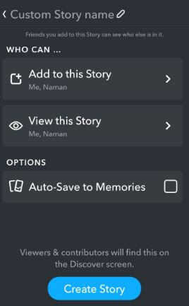 Cómo crear una historia personalizada en Snapchat de Android