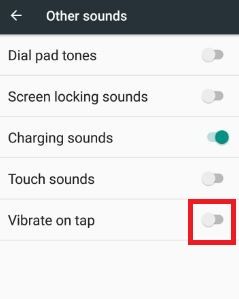 desactivar la vibración para tocar Nougat Android