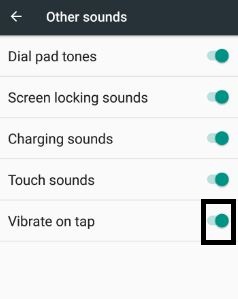 Habilitar el sonido de vibración táctil en Android 7.0