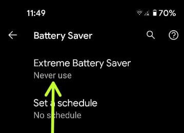 Habilitar el ahorro de batería extremo en Google Pixel 5