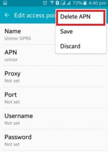 Eliminar la configuración de APN en Android