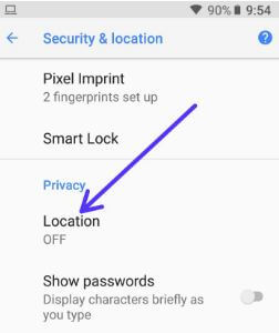 Configuración de ubicación en Android Oreo