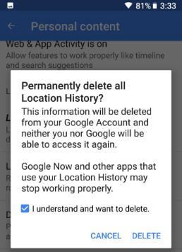 Cómo borrar el historial de ubicaciones de Google Android Oreo