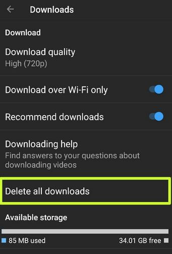 Cómo eliminar videos de YouTube sin conexión desde Android