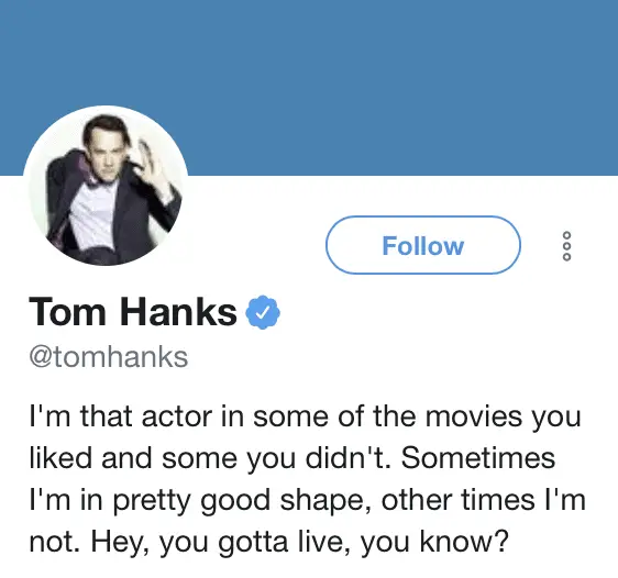 189 Biografías e ideas divertidas en Twitter |  Tom Hanks Twitter Bio |  ZonaDialer.com