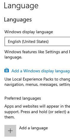 Cambiar el idioma de Windows 10