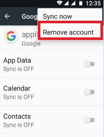Elimine su cuenta de Google para corregir el error 481 en Play Store