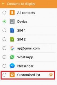 Lista de contactos personalizada para mostrar en Android