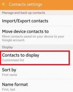 ajustar la configuración de pantalla de sus contactos de Android