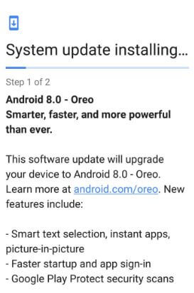 La actualización del sistema Android 8.0 Oreo está instalada en Google Pixel XL
