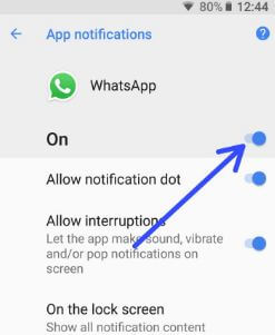 Cómo bloquear la notificación de WhatsApp en Android Oreo