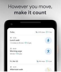 Aplicación de seguimiento de Google Fit Fitness para Android