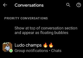 Conversación prioritaria en Android 11