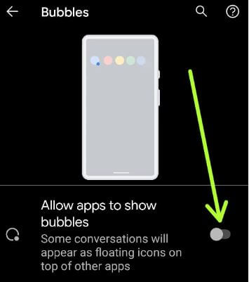 Cómo deshabilitar Bubbles en Android 11