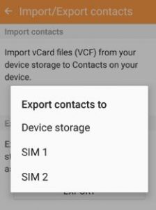 Exportar los contactos de la SIM al dispositivo de almacenamiento