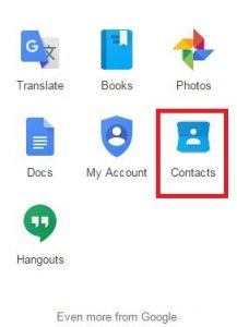 Haga clic en Contactos en su cuenta de Google