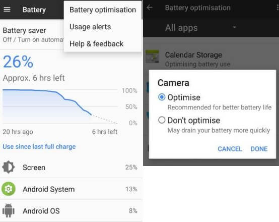mejorar la duración de la batería en Android 8.0 Oreo
