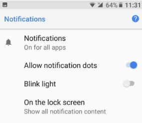 Configuración del punto de notificación en la pantalla de inicio de Android Oreo