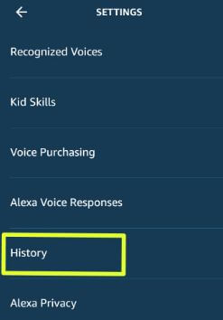 Historial de Alexa en dispositivos Android