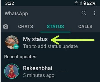 Abra WhatsApp para crear el estado.