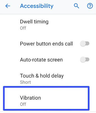 Configuración de vibraciones para Google Pixel 3
