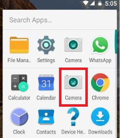Abra el icono de la cámara en Android Nougat 7.0 y 7.1