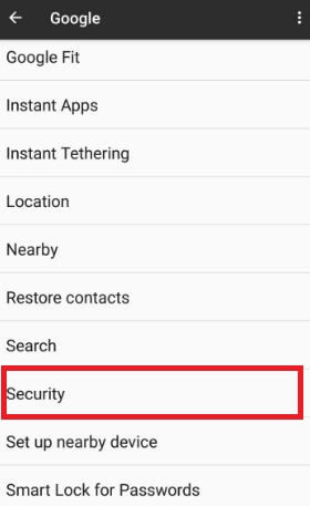 Toque seguridad para abrir la protección de Google Play en su teléfono Android