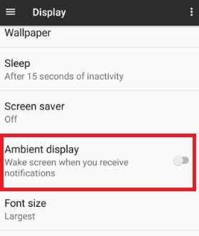 Deshabilite la pantalla ambiental en su Android 8.0 Oreo