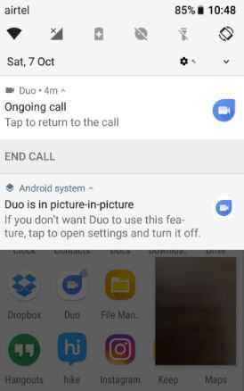 Imagen en imagen de Google Duo Mod en Android Oreo 8.0