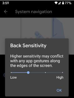 Gesto de sensibilidad de la espalda de Android Q Beta 6