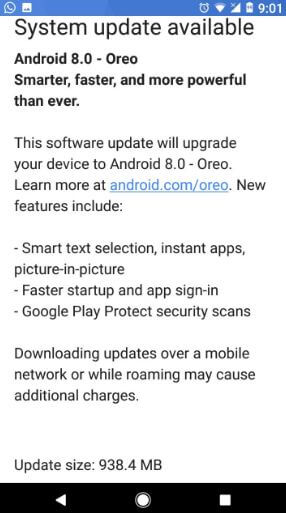 Google Pixel recibe actualización OTA para Android 8.0 Oreo
