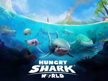 banner de tiburón del mundo hambriento