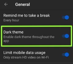 Cómo cambiar el tema / modo oscuro en YouTube Android