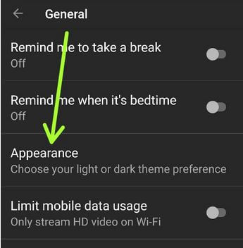 Modo YouTube oscuro en Android 10