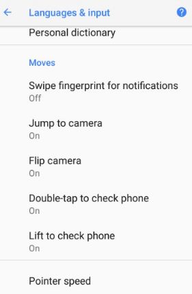 usa gestos de movimiento en tu teléfono Android Oreo 8.0